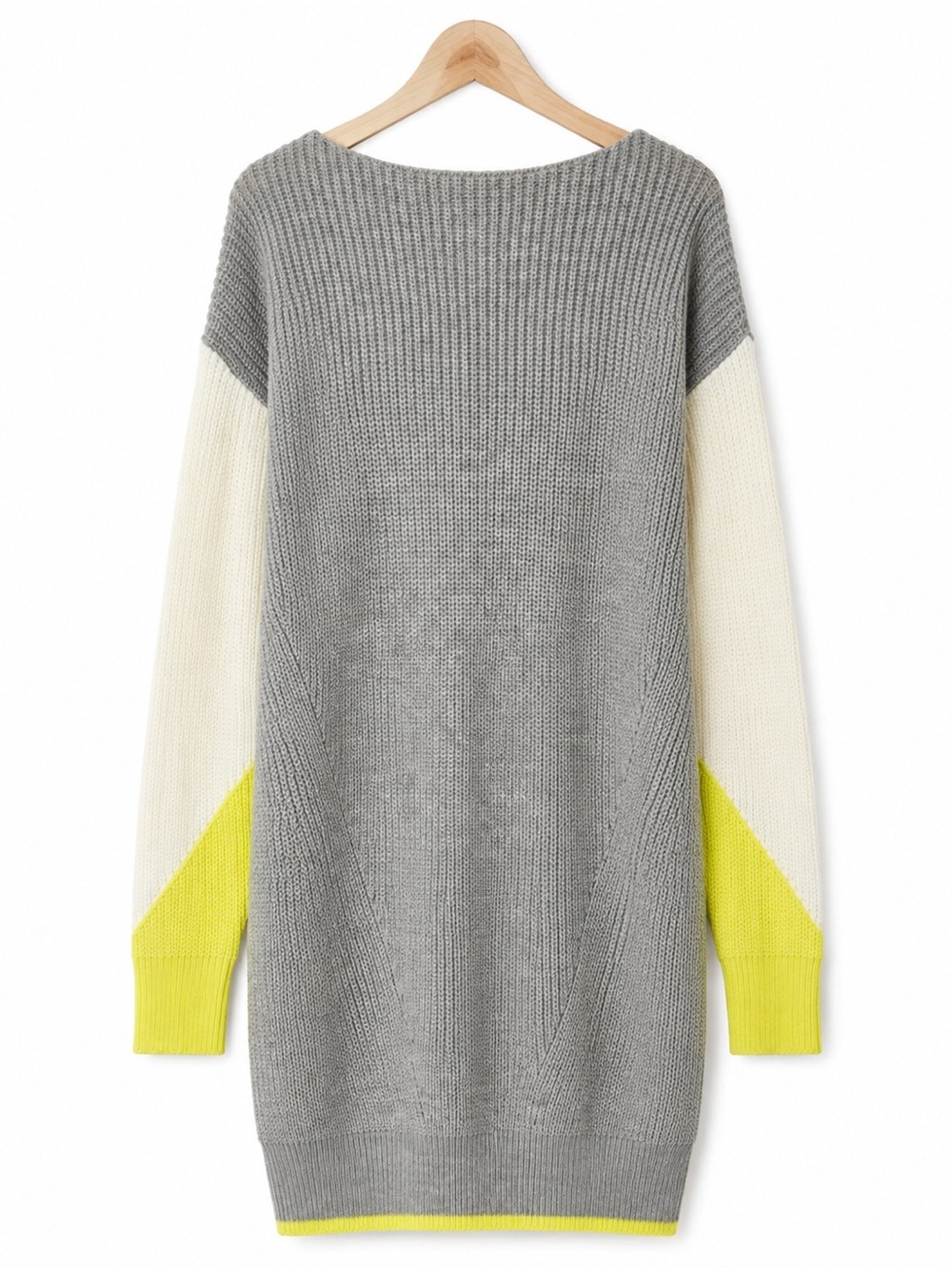 NWT GB Gianni Bini Colorblock Sweater Dress small Knit Gray White Neon Yellow